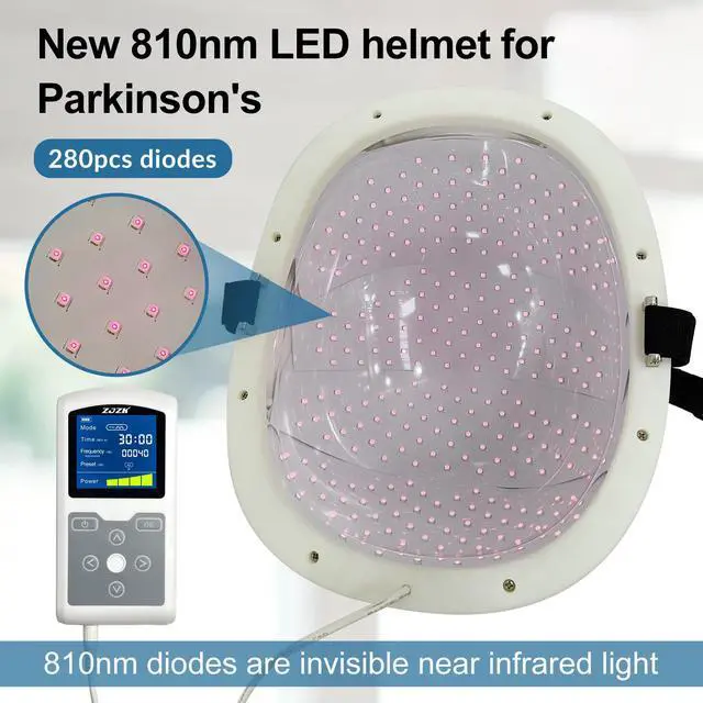 Alt view image 3 of 7 - ZJZK Parkinson'S Depression Treatment 810Nm*280Diodes*60Mw  Red Light Therapy  Dementia Helmet Brain Health Portable Home Use