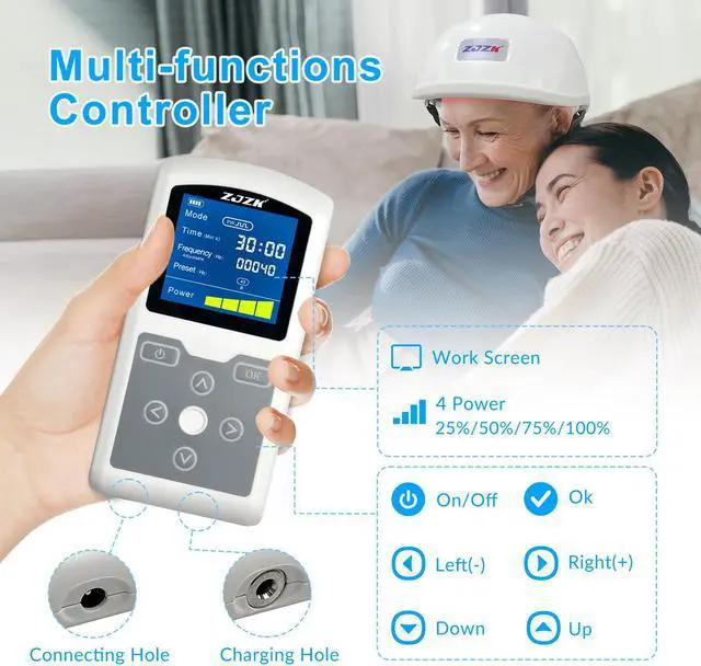Alt view image 7 of 7 - ZJZK Parkinson'S Depression Treatment 810Nm*280Diodes*60Mw  Red Light Therapy  Dementia Helmet Brain Health Portable Home Use