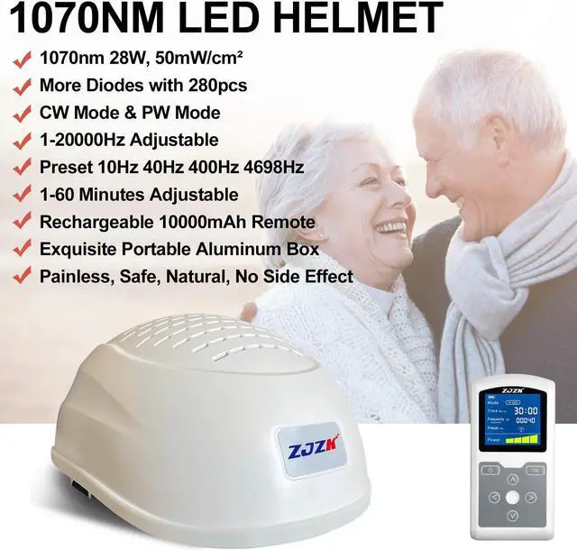 Alt view image 4 of 7 - ZJZK Parkinson'S Depression Treatment 810Nm*280Diodes*60Mw  Red Light Therapy  Dementia Helmet Brain Health Portable Home Use