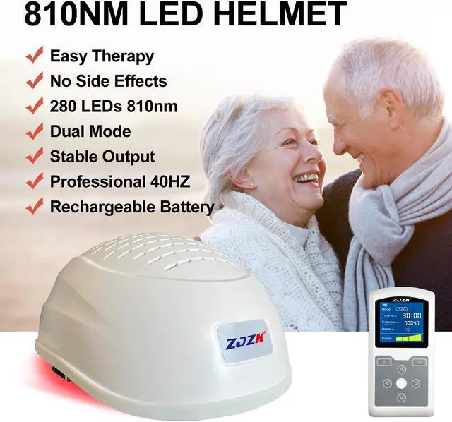 Alt view image 4 of 7 - ZJZK Led Professional Therapy Helmet 810Nm Near Infrared Light Therapy For Dementia & Depression Relief Portable Lightweight