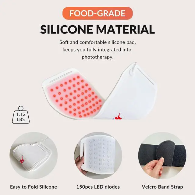 Alt view image 6 of 7 - ZJZK 24W Silicone Heating Pad For Back Neck And Shoulders Red Infrared Light Phototherapy Physical Therapy Device Body Wrap Belt