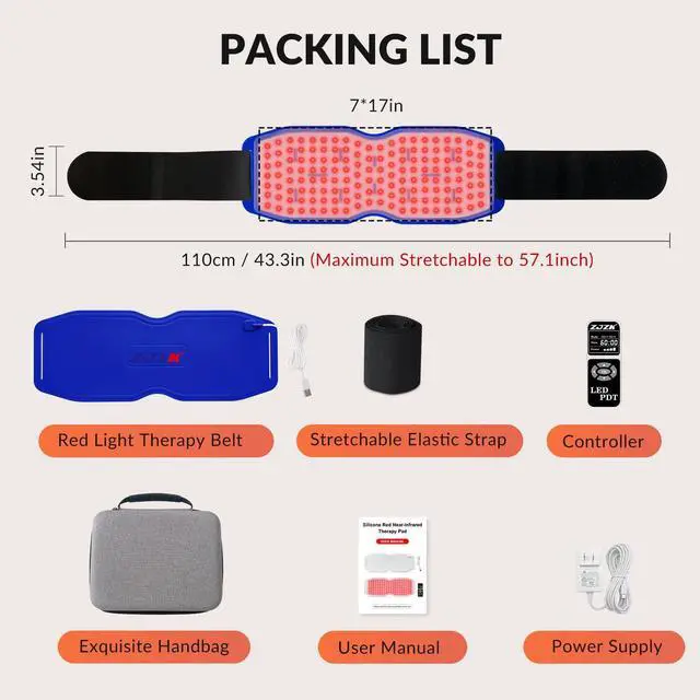 Alt view image 5 of 7 - ZJZK Red Light Therapy Pad Silicone Food Grade Silicone Material 940Nm+850Nm+660Nm Promote Blood Circulation Relieve Pain
