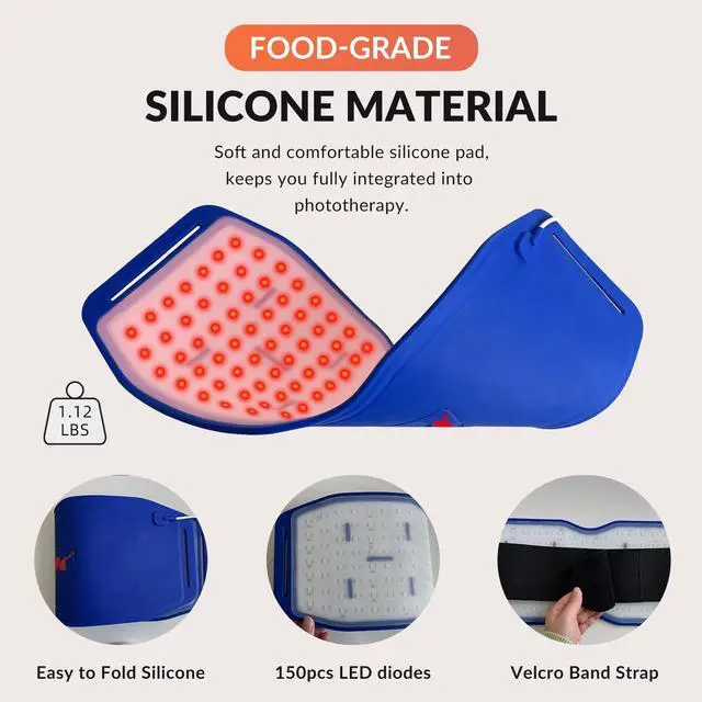 Alt view image 6 of 7 - ZJZK Red Light Therapy Pad Silicone Food Grade Silicone Material 940Nm+850Nm+660Nm Promote Blood Circulation Relieve Pain