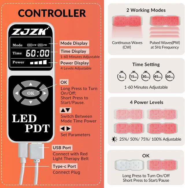 Alt view image 2 of 7 - ZJZK Red Light Therapy Arms Near Infrared Laser Devices Pet-Pro Belt For Pets The Elimination Of Pain-Causing Substances