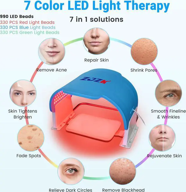 Alt view image 5 of 7 - ZJZK PDT LED Light Photodynamic Facial Skin Care Rejuvenation Photon Therapy Machine 7 Color LED Light Therapy