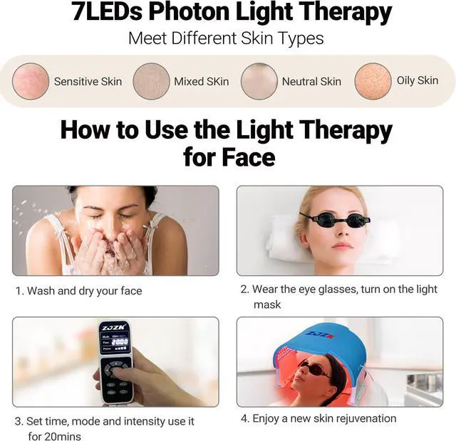 Alt view image 6 of 7 - ZJZK PDT LED Light Photodynamic Facial Skin Care Rejuvenation Photon Therapy Machine 7 Color LED Light Therapy