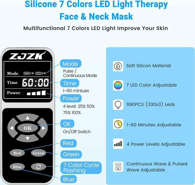 Alt view image 4 of 7 - ZJZK PDT LED Light Photodynamic Facial Skin Care Rejuvenation Photon Therapy Machine 7 Color LED Light Therapy