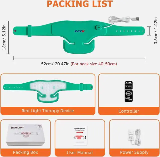 Alt view image 4 of 7 - ZJZK 660nm 850nm 940nm Led Red Lamp Therapy Near Infrared Light Therapy Heating Pad Device for Neck Shoulder Back Leg Pain Relief Green