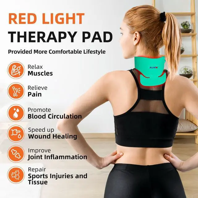 Alt view image 7 of 7 - ZJZK 660nm 850nm 940nm Led Red Lamp Therapy Near Infrared Light Therapy Heating Pad Device for Neck Shoulder Back Leg Pain Relief Green