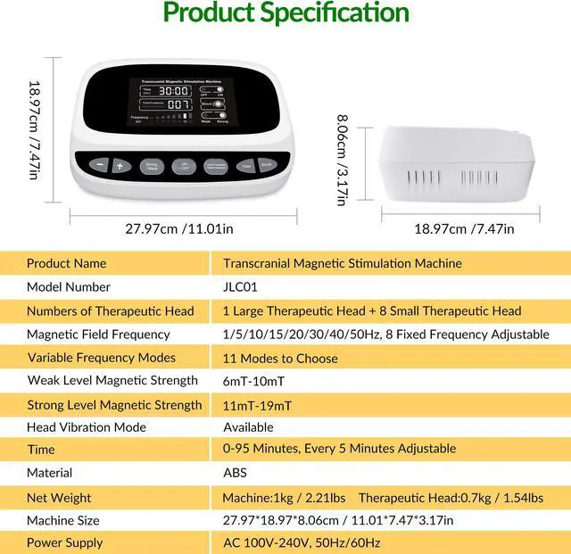 Alt view image 6 of 7 - ZJZK Tms Treatment For Depression Brain Stimulation Device For Major Depressive Disorder Mdd Neuropathic Pain Migraine