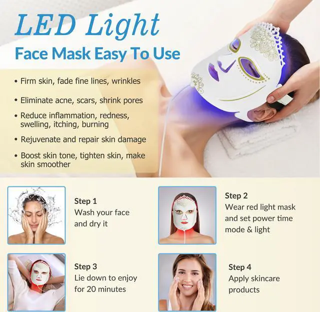 Alt view image 4 of 7 - ZJZK 7 Color Light Therapy 360Pcs Chips Red Light Therapy Mask For Skin Rejuvenation Anti-Aging Lighten Dark Circles