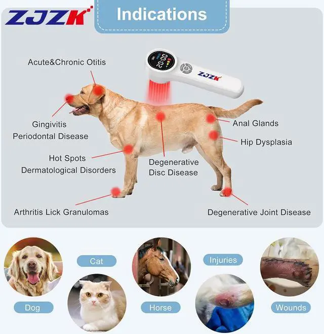 Alt view image 7 of 7 - ZJZK Cold Laser Therapy For Arthritis 16X660Nm 4X810Nm 4X980Nm Hand Held Cold Laser For People Or Animals Easy To Carry