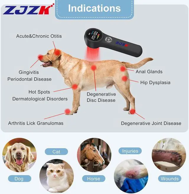 Alt view image 5 of 7 - ZJZK Cold Laser Therapy For Arthritis 16X660Nm 4X810Nm 4X980Nm Hand Held Cold Laser For People Or Animals Easy To Carry Black