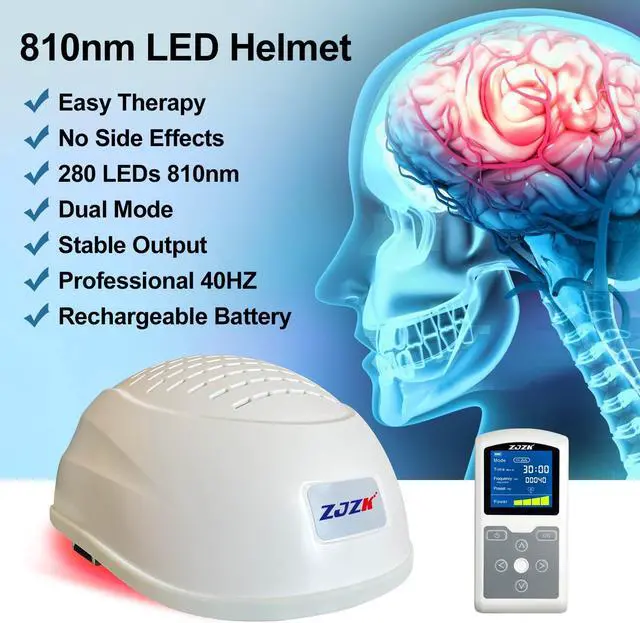 Alt view image 5 of 7 - ZJZK 810nm Led Helmet Stroke Therapy Photobiomodulation Treatment Red Light Convenient For Home Use Improve Sleep