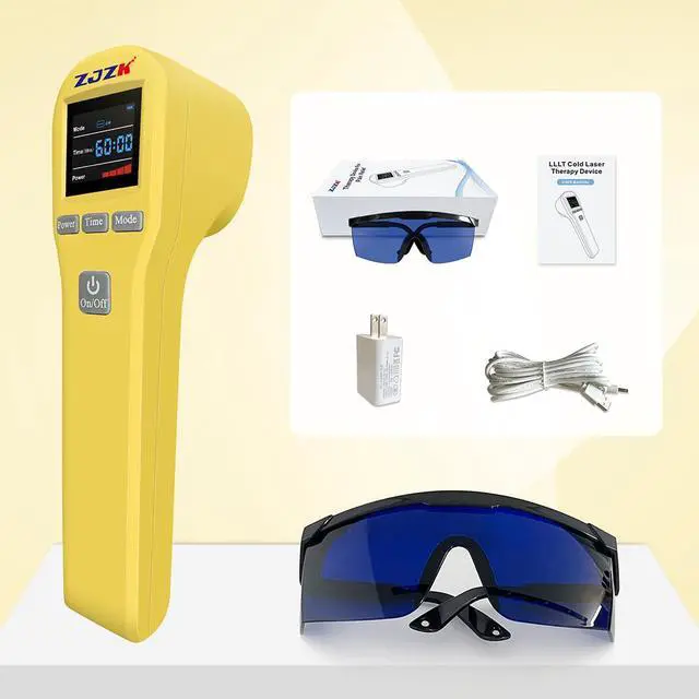 Alt view image 7 of 7 - ZJZK LLLT Cold Laser Therapy Device 4*808nm & 16*650nm Human/Vet Handheld Infrared Red Light Therapy, human,Pet Dogs Treatment Device for Muscle Pain Relief & Improve Healing Yellow
