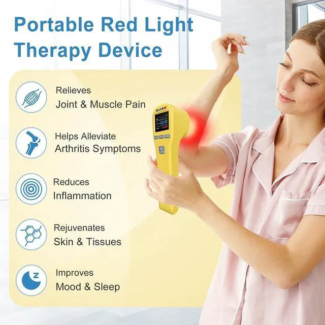 Alt view image 5 of 7 - ZJZK LLLT Cold Laser Therapy Device 4*808nm & 16*650nm Human/Vet Handheld Infrared Red Light Therapy, human,Pet Dogs Treatment Device for Muscle Pain Relief & Improve Healing Yellow