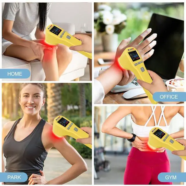 Alt view image 3 of 7 - ZJZK LLLT Cold Laser Therapy Device 4*808nm & 16*650nm Human/Vet Handheld Infrared Red Light Therapy, human,Pet Dogs Treatment Device for Muscle Pain Relief & Improve Healing Yellow