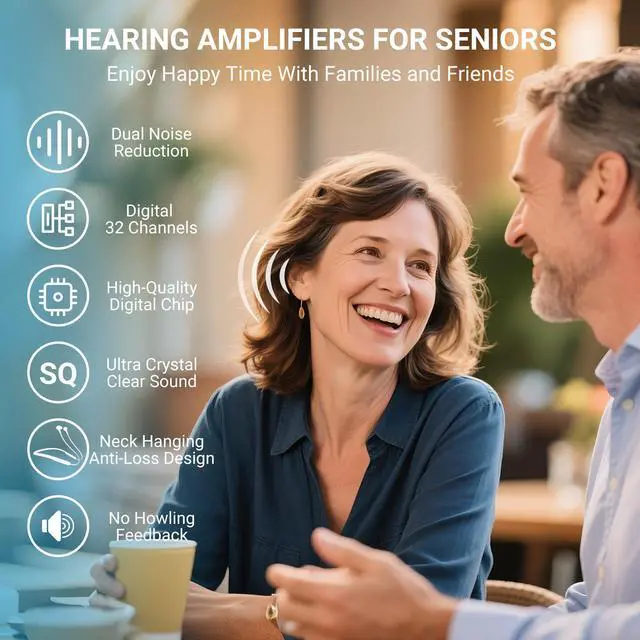 Alt view image 2 of 7 - ZJZK Hearing Aids for Seniors, Rechargeable Neckband Hearing Amplifier Devices for Adult,  Wireless Magnetic Neck Hanging Hearing Aid with Noise Cancellation, 32-channel Digital, 7 Volumes Control