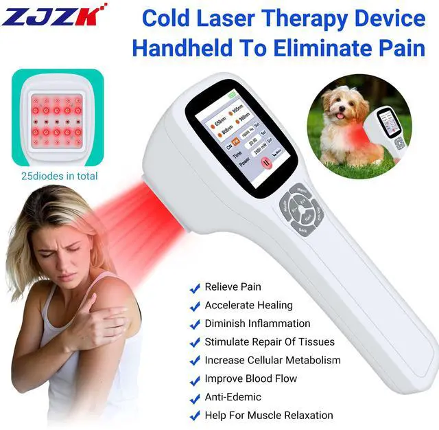 Main image of ZJZK Cold Laser Therapy Device, Infrared Red Light Laser Therapy for Joint, 650nm*10+808nm*5+905nm*5+980nm*5, Muscle Relax and Pain Relief, Pet Laser Therapy at Home for Human or pet
