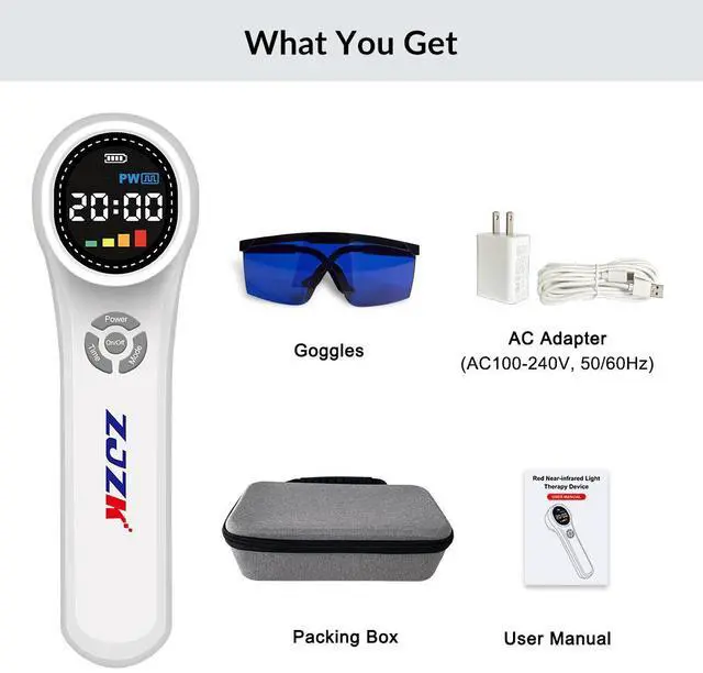 Alt view image 7 of 7 - ZJZK Handheld Red Light Therapy Device, Cold Light Therapy Machine for Knee, Shoulder, Muscle, Joint Pain Relief,980nmx4 810nmx4 660nm*16, Near Infrared Light Therapy for Human at Home or Travel Whtie