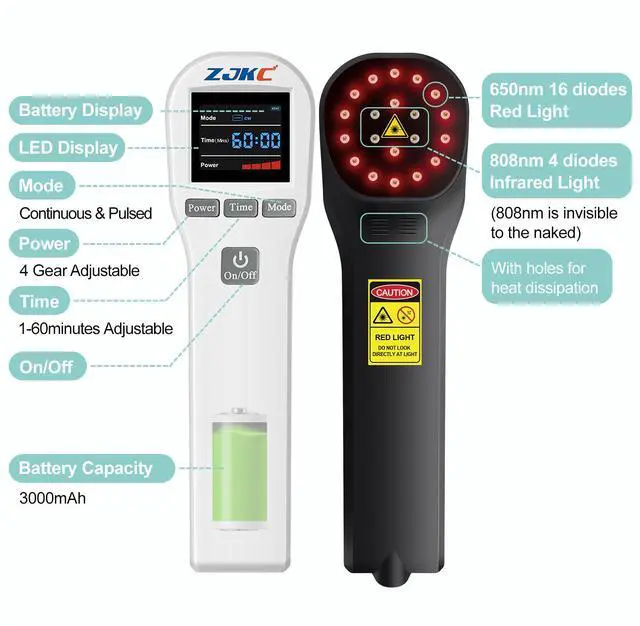 Alt view image 6 of 7 - ZJKC Cold Light Therapy Wand For Ankle Shoulder Knee Elbow Hand 4x808nm +16x650nm Red Light Therapy Device For Human Pet, Near Infrared Light Therapy For Tissue Joint Pain Relief Muscle Recovery, Home