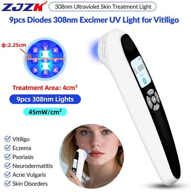 Main image of ZJZK 308nm UVB Handheld Light Therapy Lamp High Intensity, High Targeting Phototherapy for Skin white Use for Vitiligo and Psoriasis 45mW/cm2