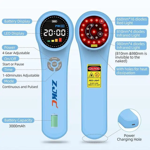 Alt view image 4 of 7 - ZJKC Cold Laser Therapy Device for Dogs, 16x660nm+4x810nm+4x980nm, Handheld Red Light Therapy for Joint&Muscles Pain Relief, Pet Laser Therapy for Dogs Cats Horse, Helps Inflammation, Wound Healing