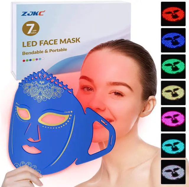 Main image of ZJKC 7 Color Led Light Therapy Face Mask, Red Light Therapy for Face, Upgraded Led Face Mask Light Therapy include 360PCS Led, Portable Silicone Beauty Facial Mask, Led Mask Therapy at Home and Travel