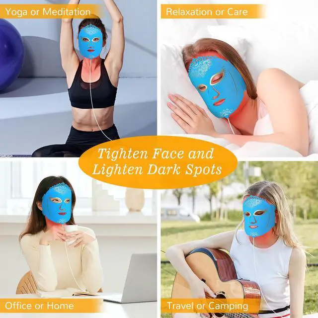 Alt view image 3 of 7 - ZJKC 7 Color Led Light Therapy Face Mask, Red Light Therapy for Face, Upgraded Led Face Mask Light Therapy include 360PCS Led, Portable Silicone Beauty Facial Mask, Led Mask Therapy at Home and Travel