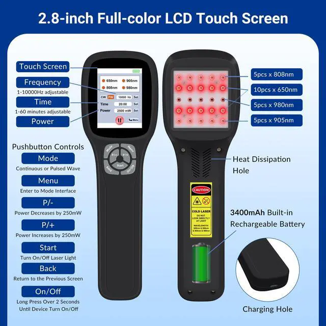 Alt view image 6 of 7 - ZJZK Cold Laser Therapy Device, Infrared Red Light Laser Therapy for Dog Joint, 650nm*10+808nm*5+905nm*5+980nm*5, Muscle Relax and Pain Relief, Pet Laser Therapy at Home for Dogs, Cat and Horse black