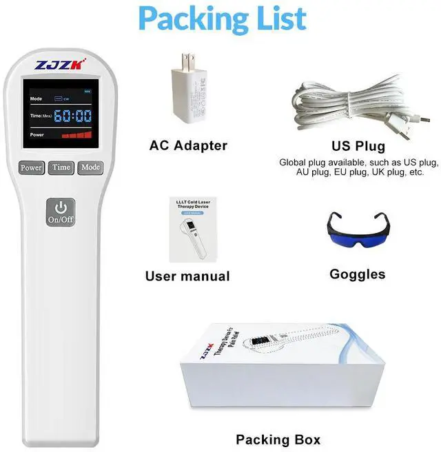 Alt view image 7 of 7 - ZJZK Cold Laser Therapy Device for Muscle & Joint, 4x808nm+16x650nm, Pain Relief, Accelerate Healing, Home Light Therapy for Human and Animals