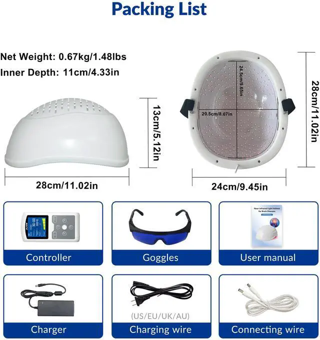 Alt view image 5 of 7 - ZJZK Portable 1070 nm Infrared Light Photobiomodulation Helmet to promote energy and relaxation,Enhances Sleep,Reduces Inflammation,Improves Memory