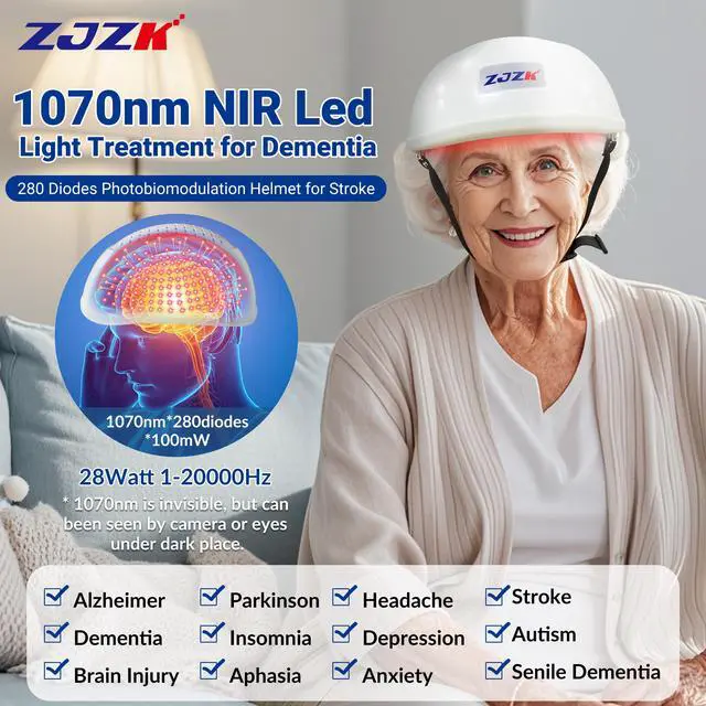Main image of ZJZK 1070 Near Infrared Helmet Light Therapy Photobiomodulation for Improve sleep and Enhance Cognition