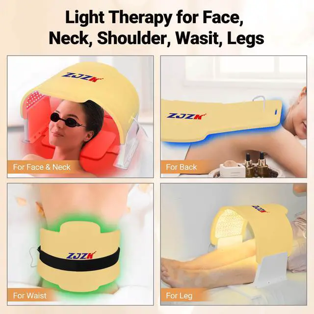 Alt view image 3 of 7 - ZJZK Red Light Therapy Mask-Infrared Photons Facial Skin Care Machine LED Beauty Mask-Flexible Led Light Therapy Silicone material