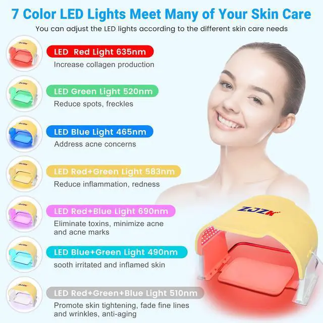 Alt view image 5 of 7 - ZJZK Red Light Therapy Mask-Infrared Photons Facial Skin Care Machine LED Beauty Mask-Flexible Led Light Therapy Silicone material