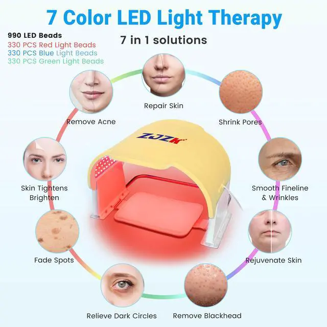 Alt view image 4 of 7 - ZJZK Red Light Therapy Mask-Infrared Photons Facial Skin Care Machine LED Beauty Mask-Flexible Led Light Therapy Silicone material