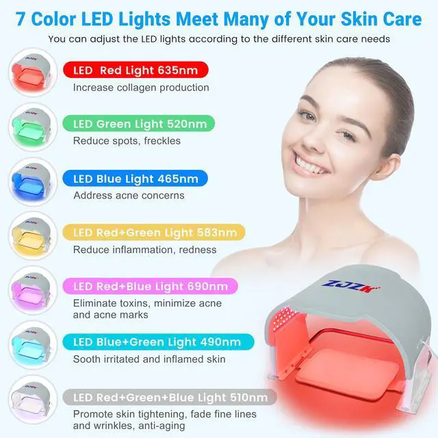 Alt view image 5 of 7 - ZJZK Red Light Therapy Mask-Infrared Photons Facial Skin Care Machine LED Beauty Mask-Flexible Led Light Therapy Silicone material grey