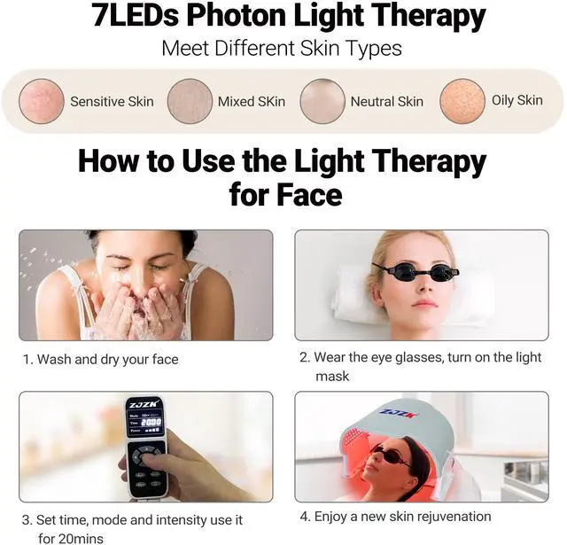 Alt view image 6 of 7 - ZJZK Red Light Therapy Mask-Infrared Photons Facial Skin Care Machine LED Beauty Mask-Flexible Led Light Therapy Silicone material grey