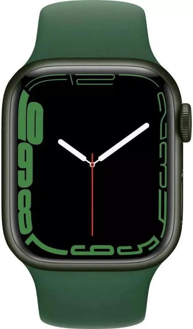 Alt view image 2 of 4 - Apple Watch Series 7 45mm GPS 32GB - Aluminum + Green Sport Band Refurbished Very Good