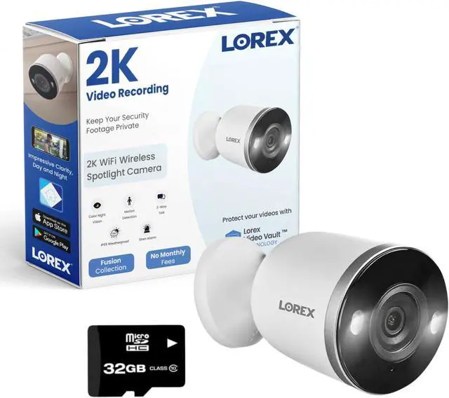 Main image of Lorex 2K Indoor/Outdoor Spotlight Camera with Color Night Vision, 2-Way Talk, Person Detection, White (White)