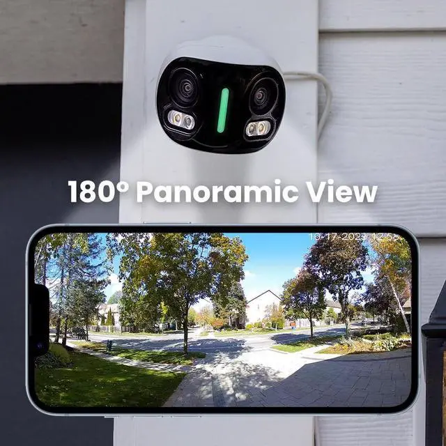 Alt view image 5 of 7 - Lorex 4K 8MP IP Wired Dual-Lens Add-On Outdoor Security Camera - Smart Security Lighting, Smart Motion Detection, 180° Panoramic View, Auto Framing, Color Night Vision, 2-Way Talk, REQUIRES RECORDER
