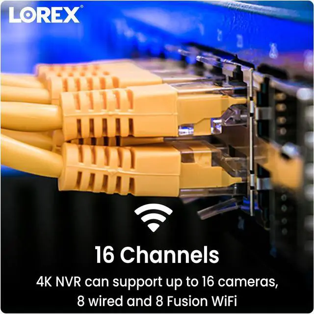 Alt view image 4 of 7 - Lorex 4K 2TB 16-Channel (8 Wired + 8 WiFi) Fusion Indoor/Outdoor Security Camera system with Three IP PoE Dome Cameras with Smart Security Lighting