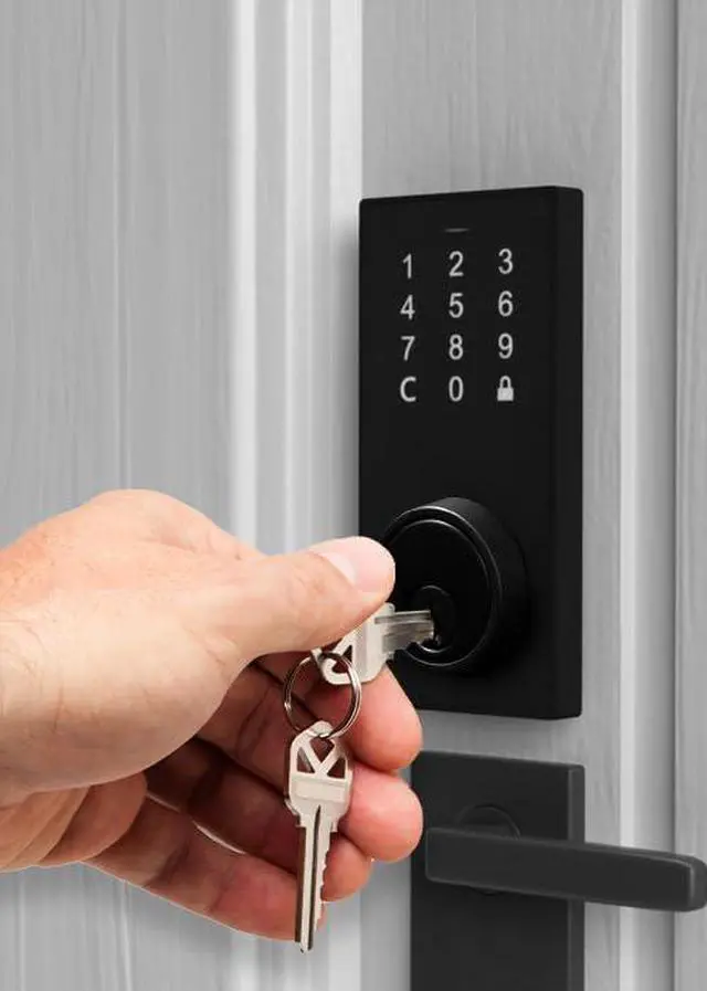 Alt view image 7 of 7 - Keyless Entry Bluetooth Smart Door Lock with Electronic Backlit Keypad - Deadbolt for Front Door with 2 Keys, Remote App, Auto Lock and Unlock, Weather-Resistant, Programmable Codes (Gift box)