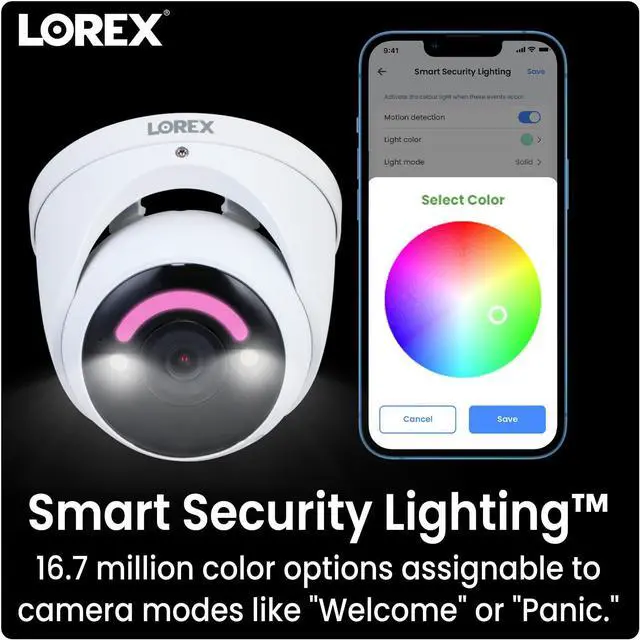 Alt view image 7 of 7 - Lorex Fusion 4K Security Camera System with 4TB NVR  16 Channel PoE Wired Home Security with 7 Dome IP Cameras  Smart Security Lighting & Motion Detection, Active Deterrence, Color Night Vision