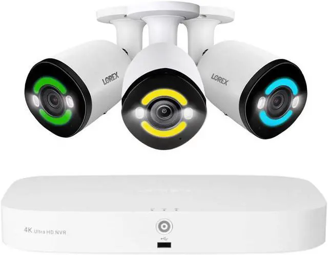 Main image of Lorex 4K 2TB 16-Channel (8 Wired + 8 WiFi) Fusion Indoor/Outdoor Security Camera system with Three IP PoE Bullet Cameras with Smart Security Lighting
