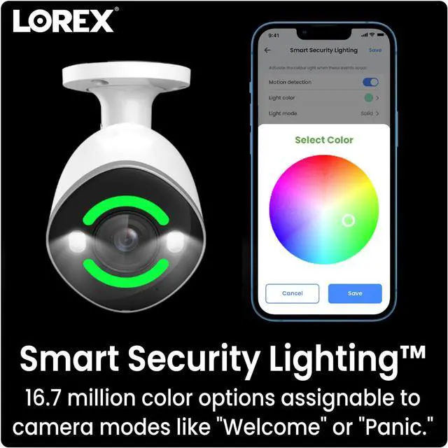 Alt view image 6 of 7 - Lorex 4K 2TB 16-Channel (8 Wired + 8 WiFi) Fusion Indoor/Outdoor Security Camera system with Three IP PoE Bullet Cameras with Smart Security Lighting