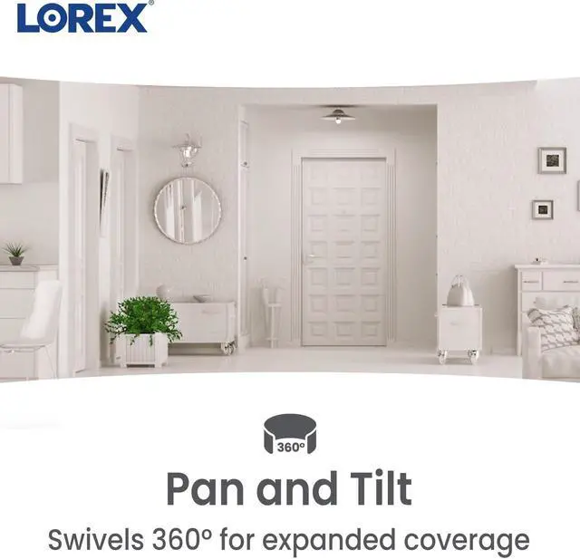 Alt view image 17 of 20 - lorex pan & tilt indoor security camera, wireless 2k wifi camera with person detection, two-way talk and smart home compatibility, 16gb microsd, 1 camera