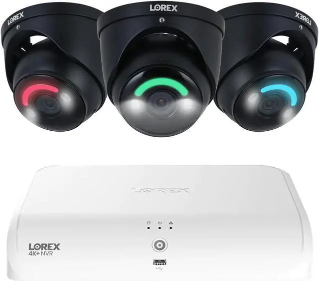 Main image of Lorex Fusion 4K Security Camera System w/ 2TB NVR - 16 Channel PoE (8 Wired & 8 Wi-Fi) w/ 3 Dome IP Security Cameras - Smart Security Lighting & Motion Detection, Color Night Vision (Black)