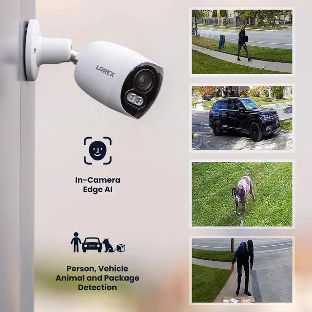 Alt view image 3 of 6 - Lorex 4K 8MP IP Wired Dual-Lens Add-On Outdoor Security Camera - Smart Security Lighting, Smart Motion Detection, 180° Panoramic View, Auto Framing, Color Night Vision, 2-Way Talk, REQUIRES RECORDER