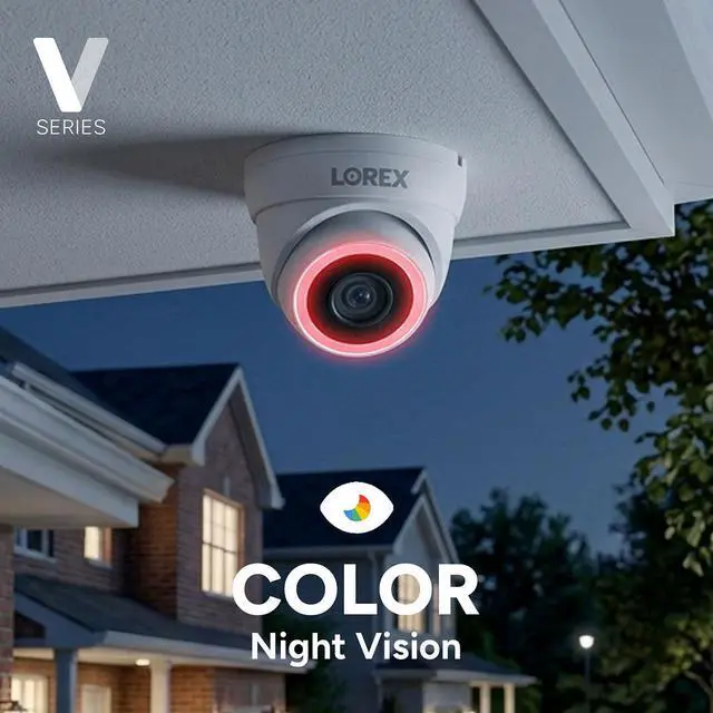 Alt view image 5 of 6 - Lorex Connect V5 4K PoE Turret Cameras with Color Smart Security Lighting - White/Black